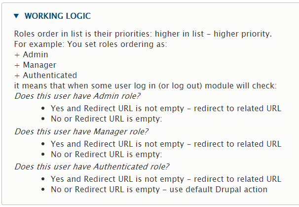 Working logic explanation @ configuration page